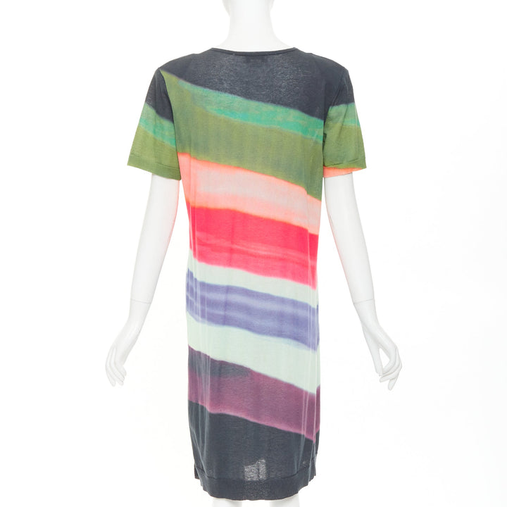 DRIES VAN NOTEN 2021 Len Lye  Runway multicolor  shoulder pad tshirt dress S