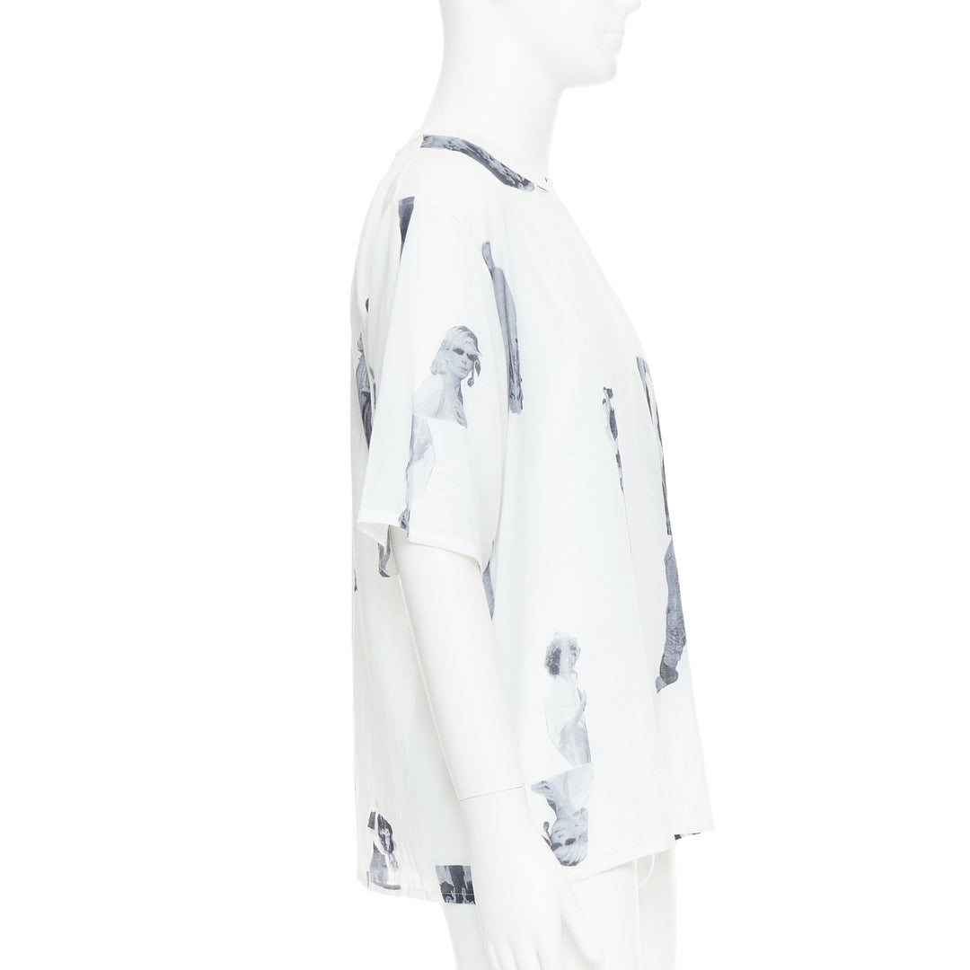 BLESS BERLIN  N31 white grey abstract portrait print boxy top S