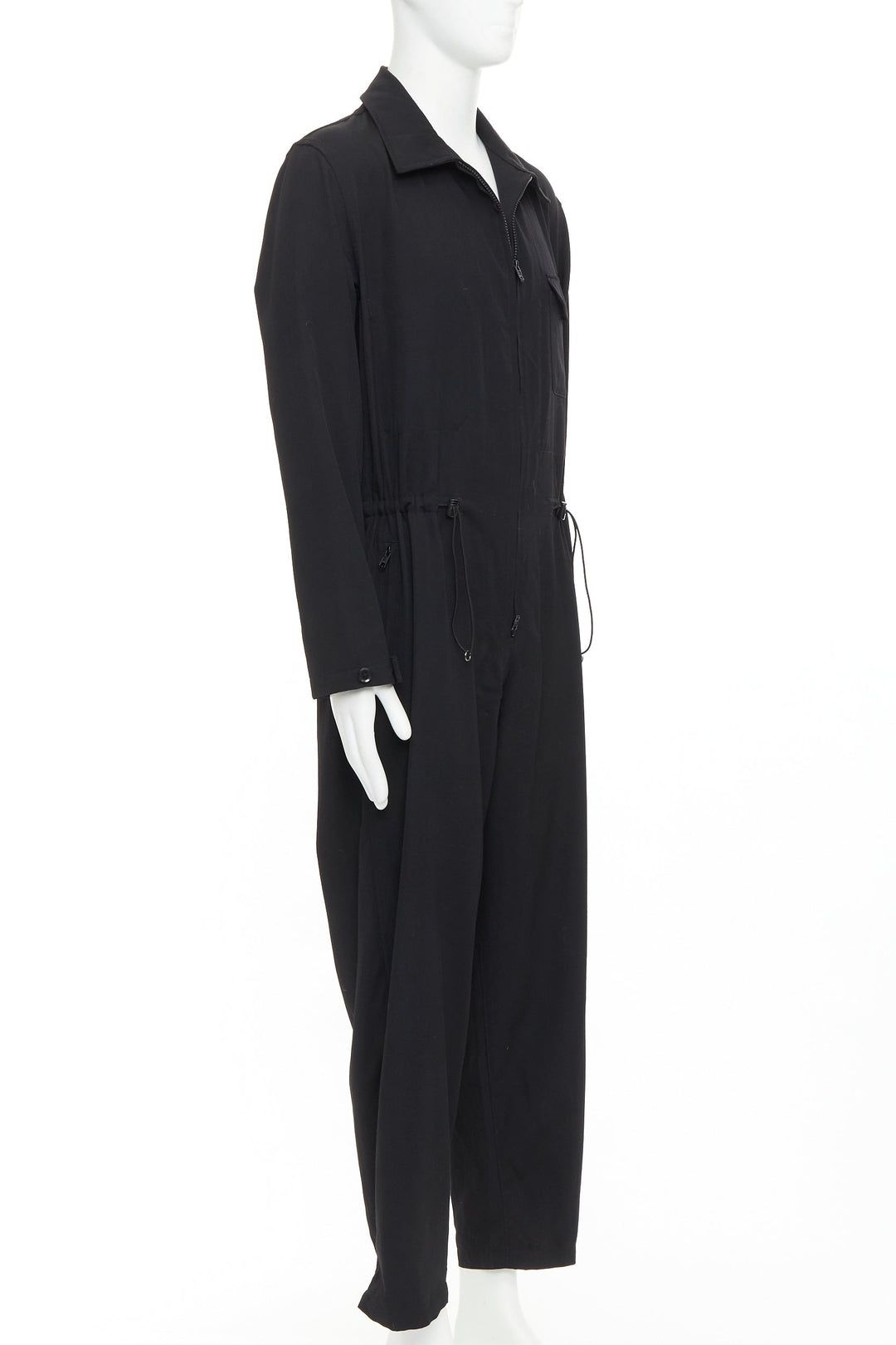 YOHJI YAMAMOTO HOMME black lightweight wool pocket cargo overall jumpsuit JP2 M