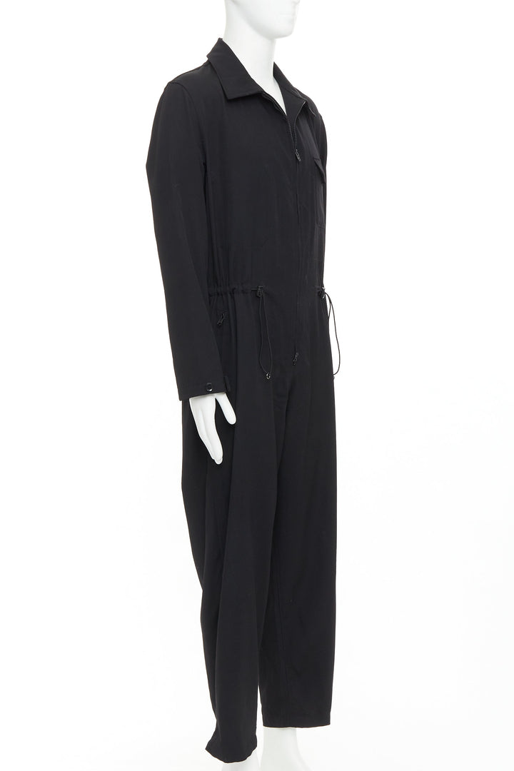 YOHJI YAMAMOTO HOMME black lightweight wool pocket cargo overall jumpsuit JP2 M