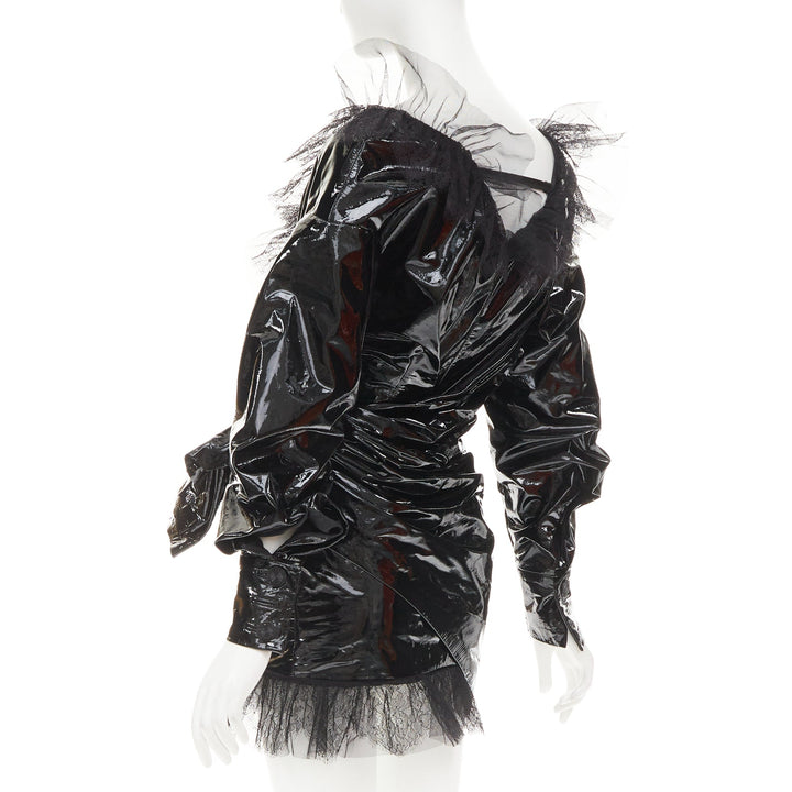 rare ALEXANDRE VAUTHIER COUTURE AW2018 Runway black PVC tulle lace mini dress