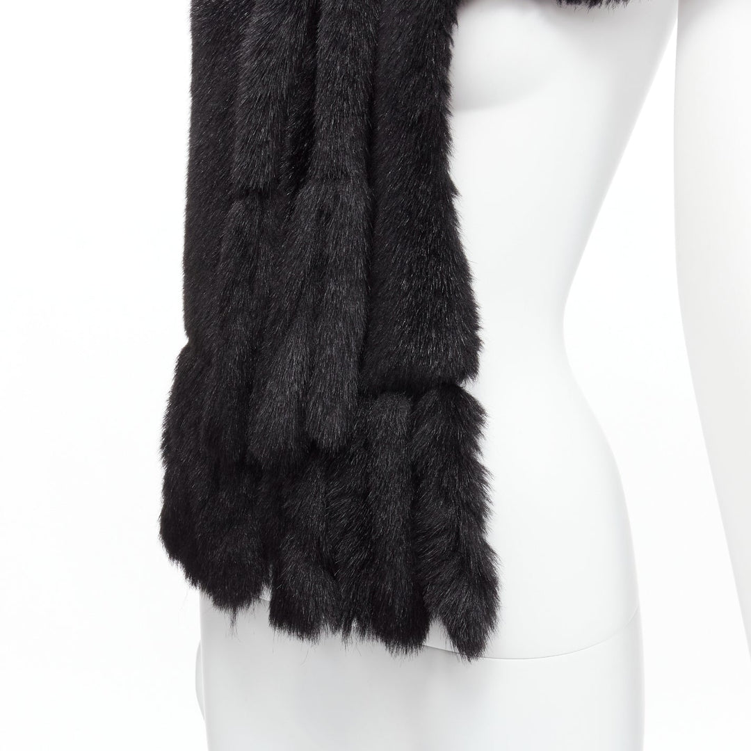 COMME DES GARCONS Robe De Chambre Vintage black faux fur Peter Pan capelet scarf