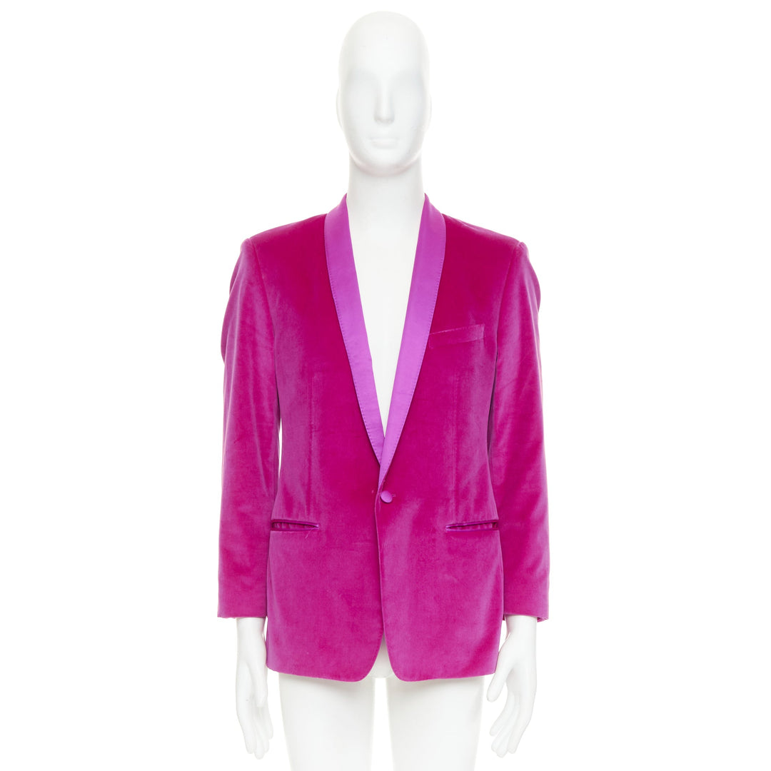 DOLCE GABBANA Gold pink velvet cotton silk blend tuxedo blazer IT52 XL