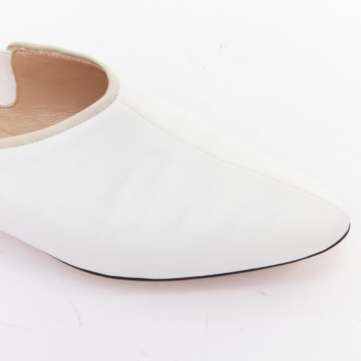 THE ROW cream grosgrain leather nude trimmed ballet flats EU37.5