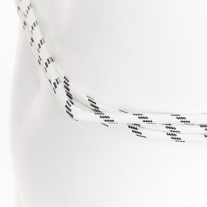 MARNI white black leather trim half wired rope tie wrap belt