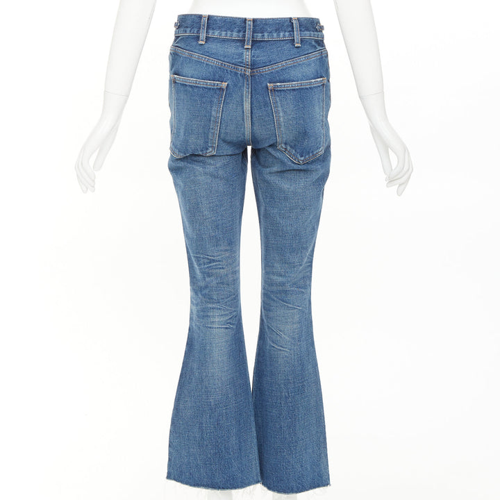 CELINE W_FL_015 N553 930F 07UW washed gold horsebit logo buckles flare jeans 26"
