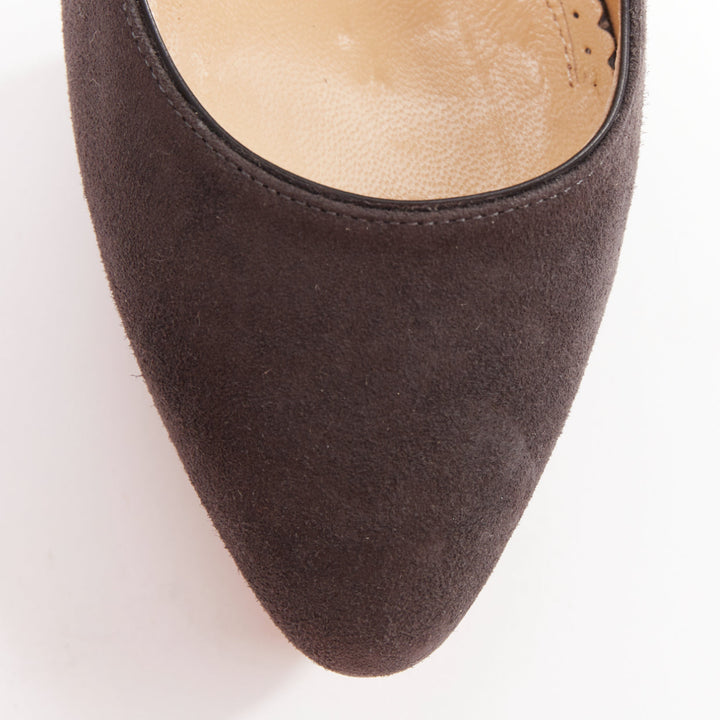 CHARLOTTE OLYMPIA Dark Horse tassel tail grey suede platform pumps EU37.5