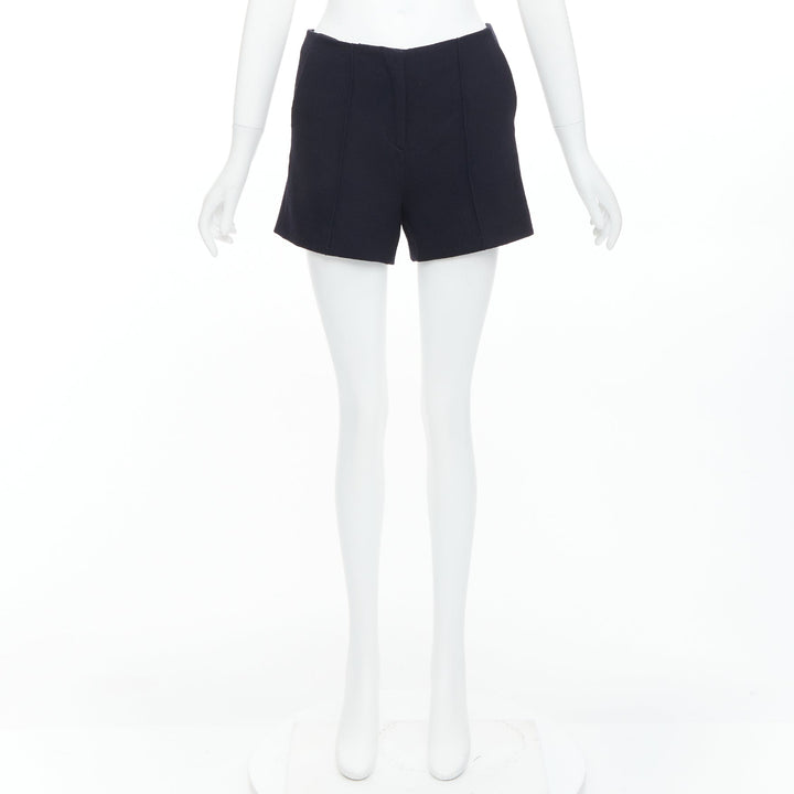 MIU MIU black virgin wool front pleated high waist shorts IT36 XXS