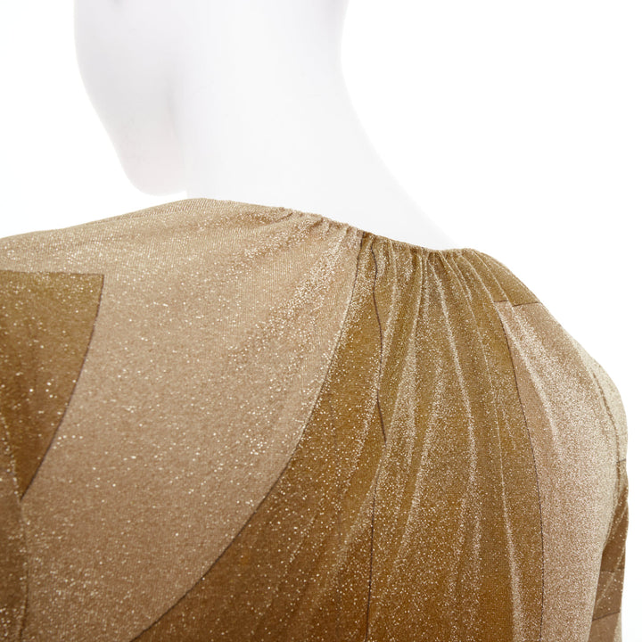 GUCCI 1999 Vintage Tom Ford gold metallic lurex block graphic top IT42 M