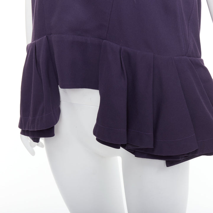 MARNI purple cotton silk Vneck peplum hi low tunic top IT40 S