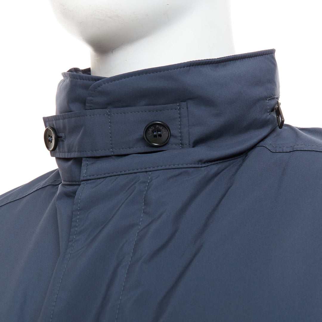 LORO PIANA Traveller navy windtech light 100% cashmere lined coat IT58 4XL