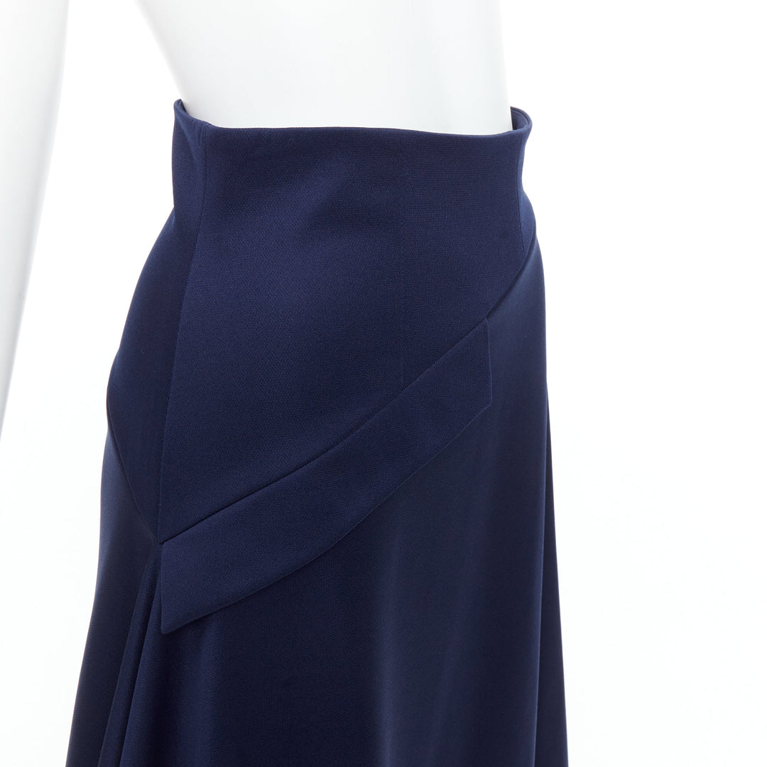 JW ANDERSON navy flap front bias cut asymmetric midi skirt UK8 S