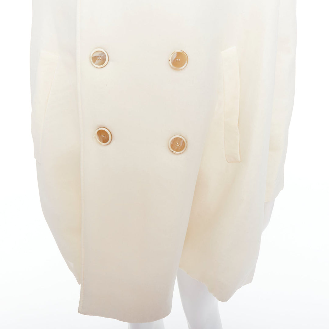 JOHN ROCHA cream padded beige horn buttons DB long coat UK38 M