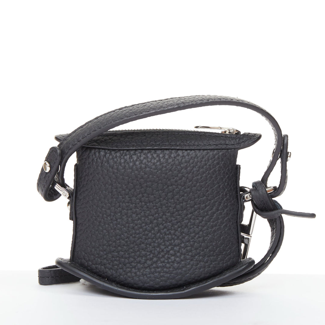 DELVAUX Pin Mini Bucket black taurillon soft leather silver hardware bag charm