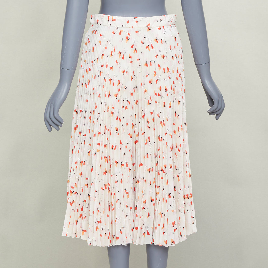 PRADA 2020 100% silk off white allover abstract floral print plisse skirt IT40 S