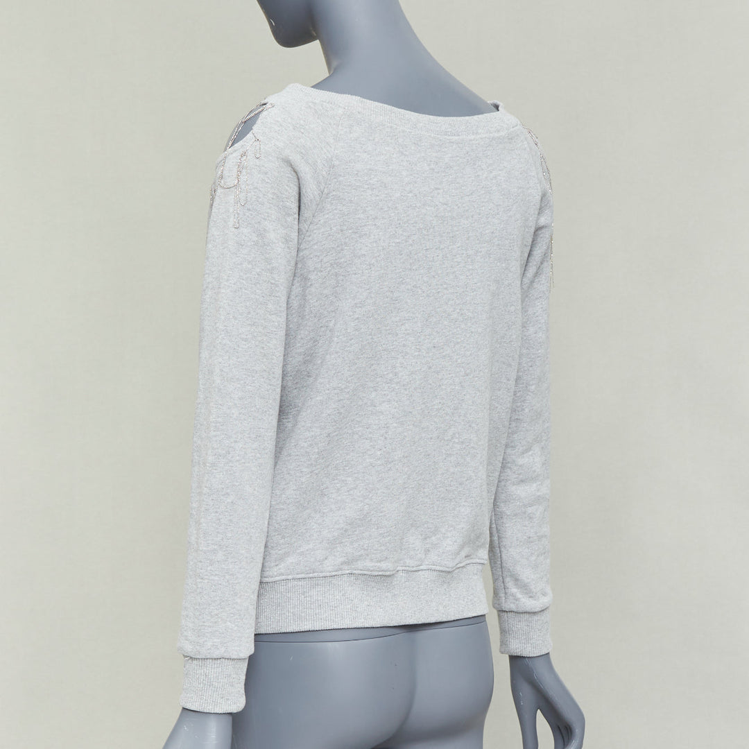 SAINT LAURENT 2013 Hedi Slimane grey silver chain cold shoulder sweater XS