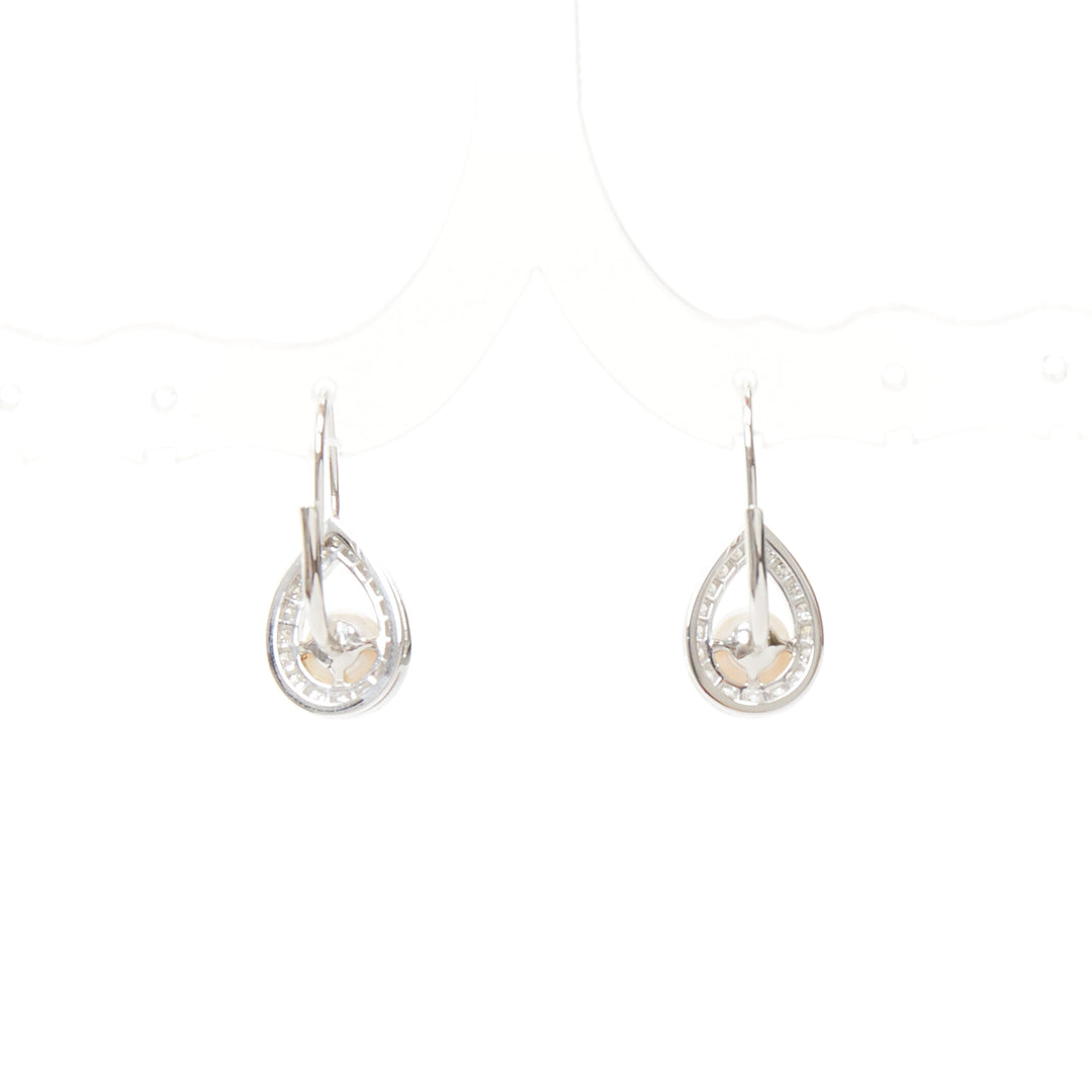 CHAUMET Josephine Aigrette Akoya pearl diamond 18k white gold stud earrings pair
