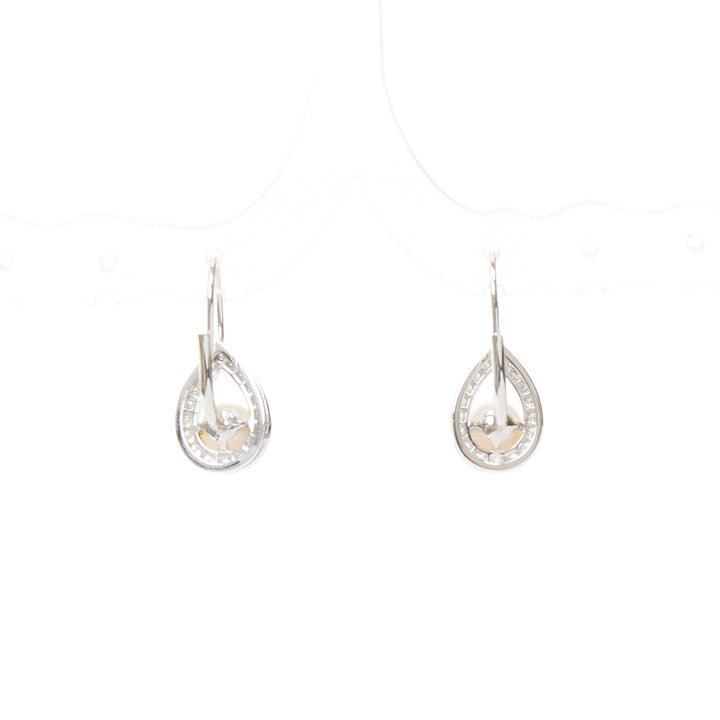 CHAUMET Josephine Aigrette Akoya pearl diamond 18k white gold stud earrings pair