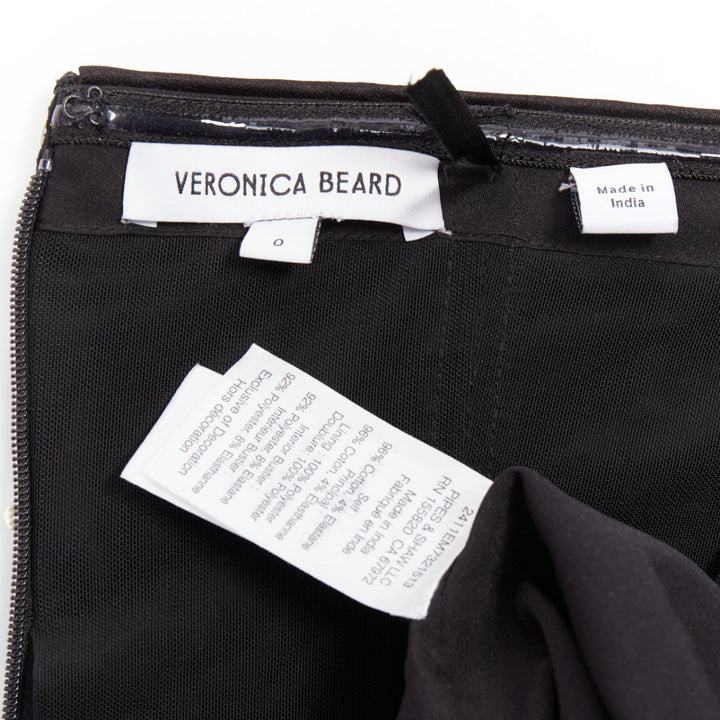 VERONICA BEARD Cala black white striped sequin strapless corseted dress US0 XS