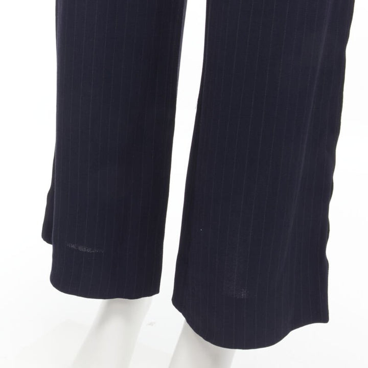 THE ROW navy blue pinstripe flowy relaxed trousers pants US0 XS