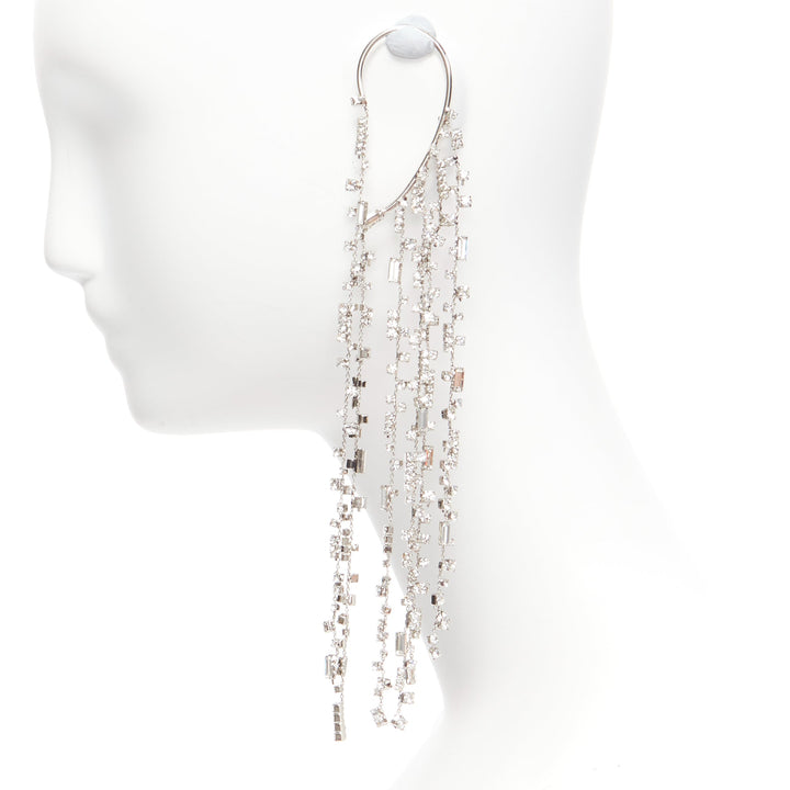 OFF WHITE crystal chandelier silver metal clip on ear cuff single