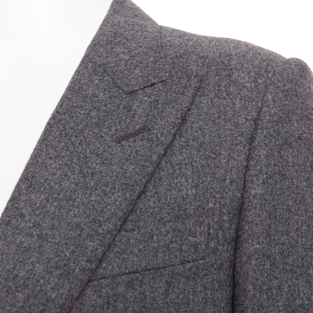 LANVIN grey speckled wool exposed darts single button blazer EU50 L