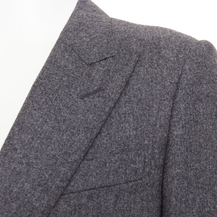 LANVIN grey speckled wool exposed darts single button blazer EU50 L
