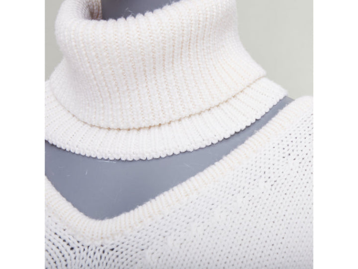 MONSE 100% wool cream deconstructed cut out turtleneck sweater XS