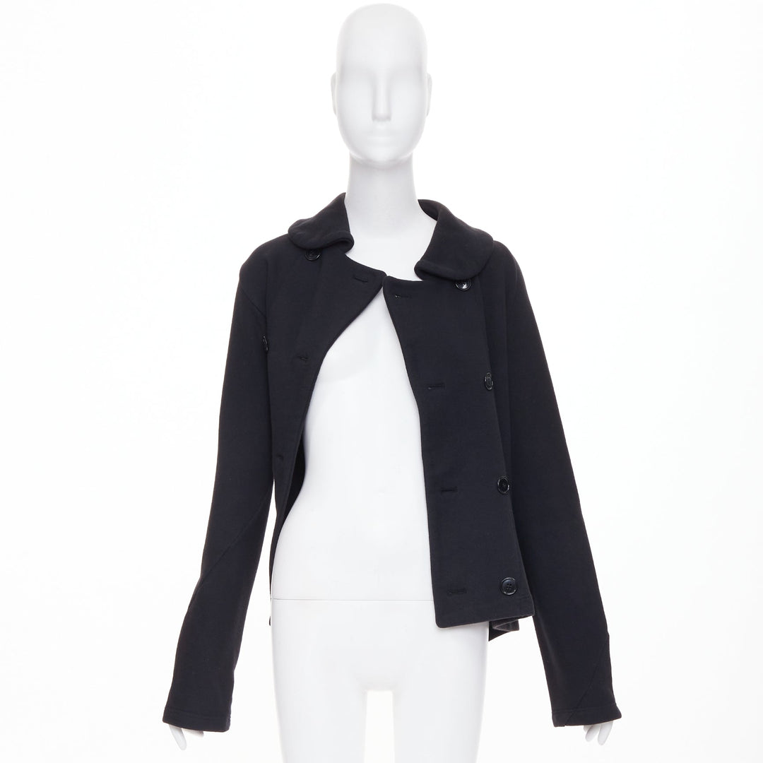 COMME DES GARCONS CDG black wool asymmetric twisted button jacket