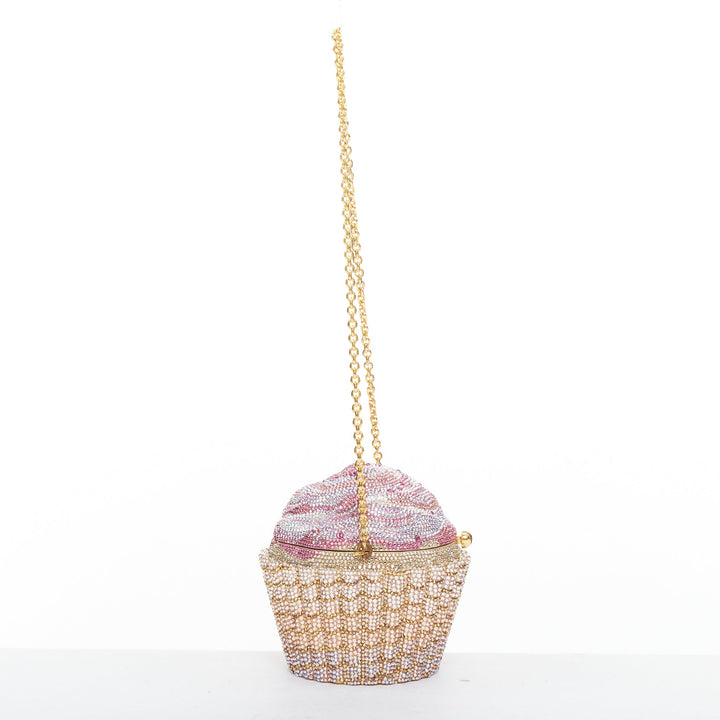 JUDITH LEIBER Limited pink gold strawberry cupcake crystal Say Yes clutch bag