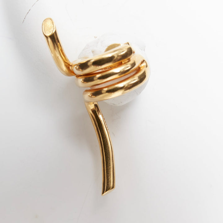 OLD CELINE Phoebe Philo Barbele Cuff gold brass twist barb wire pin earring Pair