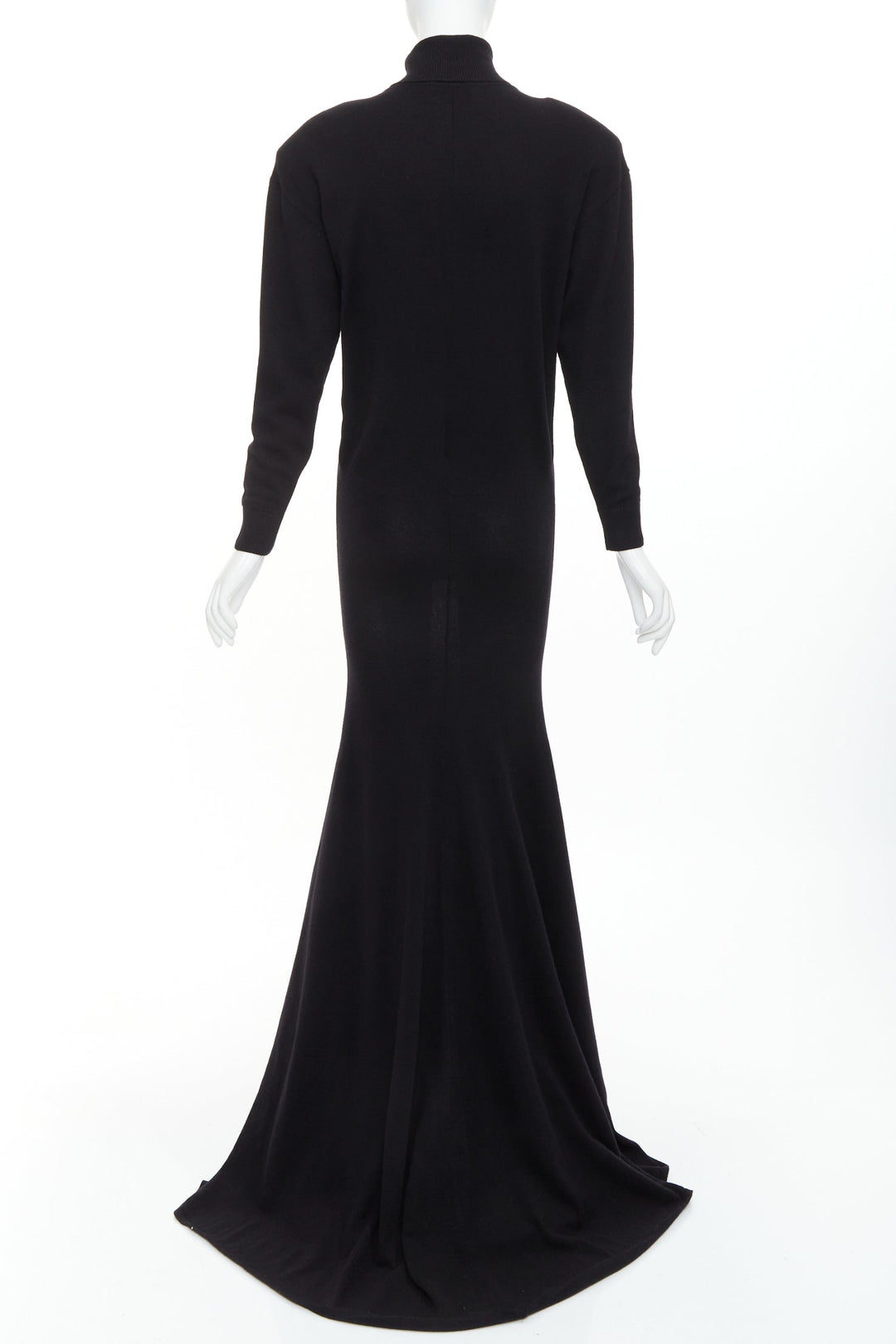 SAINT LAURENT 2022 Runway 100% cashmere turtleneck Power shoulder gown XS