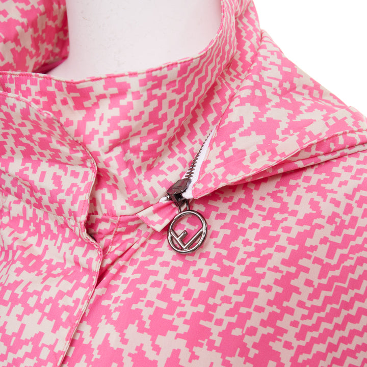 FENDI 2018 Pop Tartan drawstring pleated pink check windbreaker jacket IT46 XL