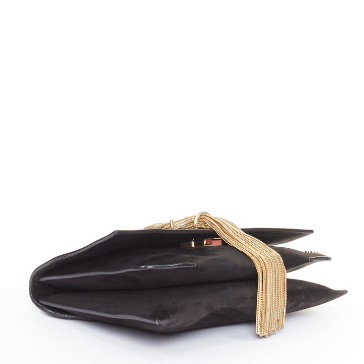 ROGER VIVIER 2017 Club Chain suede gold chain tassel buckle RV evening clutch