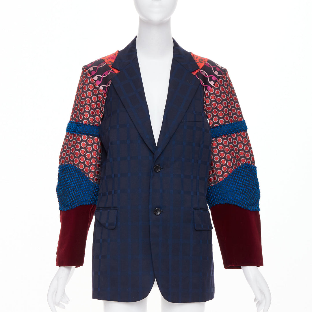 COMME DES GARCONS HOMME PLUS 2016 Armor of Peace jacquard patchwork blazer M