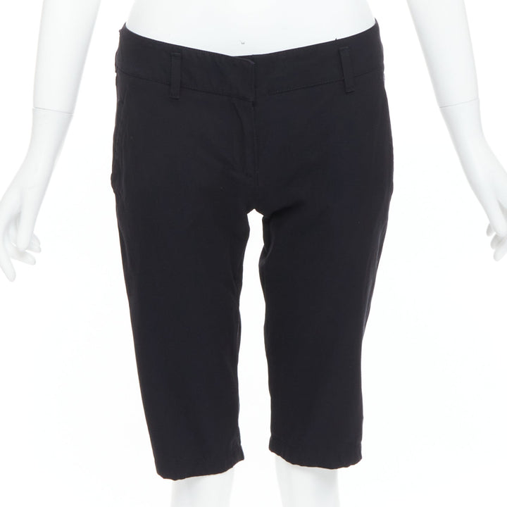 PRADA 2007 Vintage Linea Rossa black logo cropped shorts IT40 S