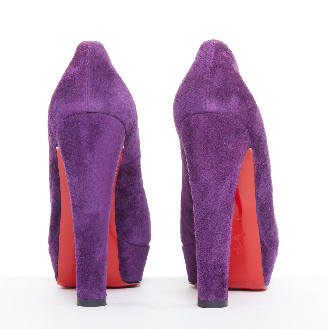 CHRISTIAN LOUBOUTIN Bibi 140 Veau Velours ultra violet suede platform pumps EU37