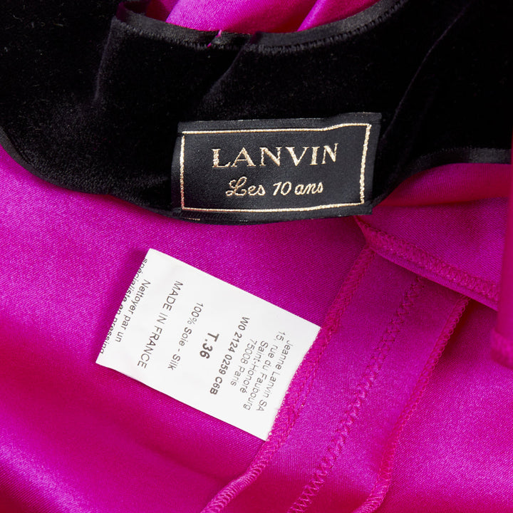 LANVIN 10th Anniversary fuchsia pink 100% silk backless evening dress FR36 S