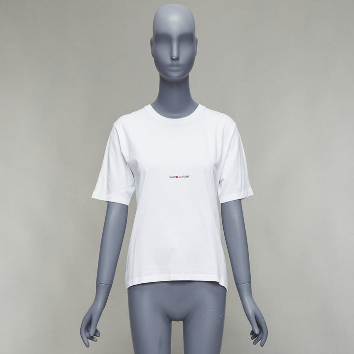 SAINT LAURENT 2020 white cotton washed vintage logo print boxy tshirt XS