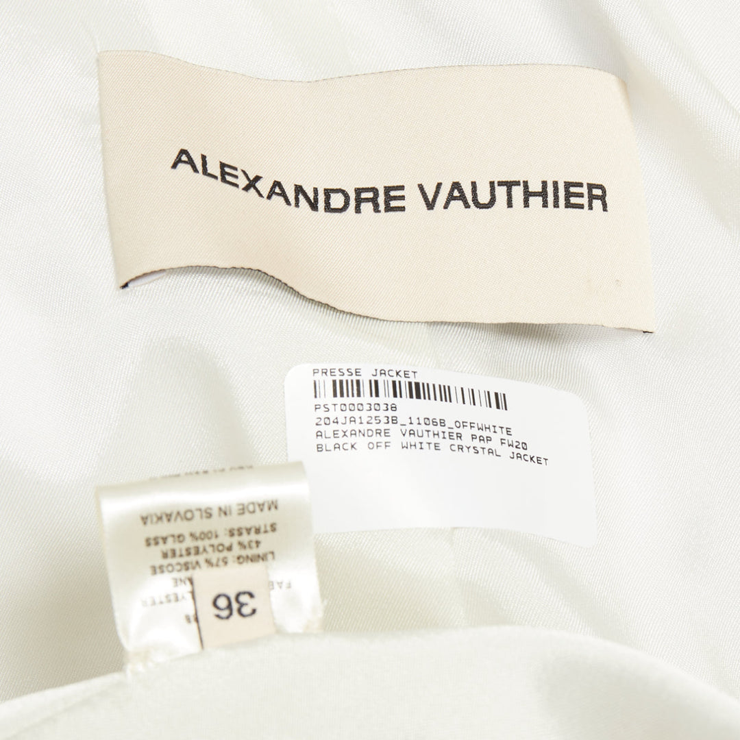 ALEXANDRE VAUTHIER COUTURE SS2020 Runway white gold crystal blazer jacket FR36 S