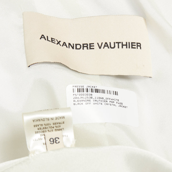 ALEXANDRE VAUTHIER COUTURE SS2020 Runway white gold crystal blazer jacket FR36 S