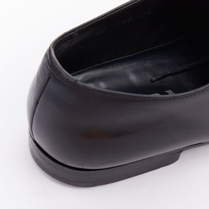 PRADA black leather square toe lace brogue shoes UK6.5 EU40.5