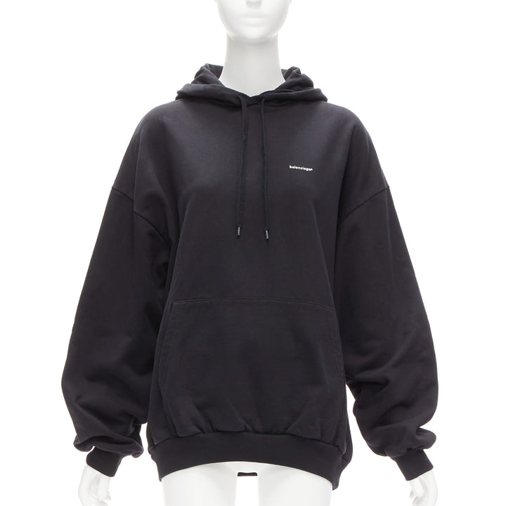 BALENCIAGA 2017 Archetype black cotton logo oversized hoodie XS