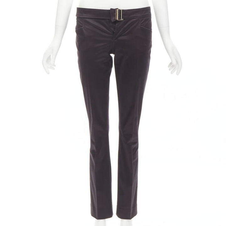 GUCCI Tom Ford Vintage black gold buckle minimalist trousers IT38 XS