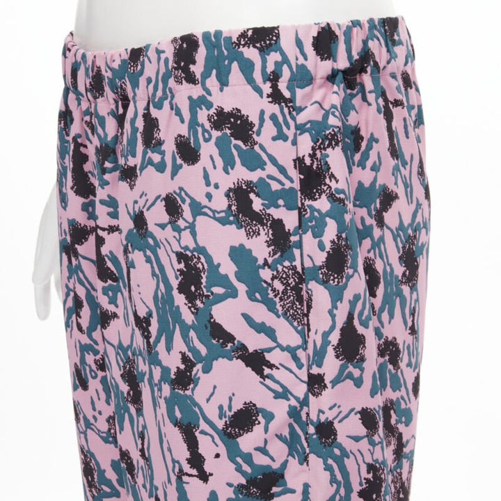 MARNI 100% viscose pink blue abstract print straight leg pants IT42 S