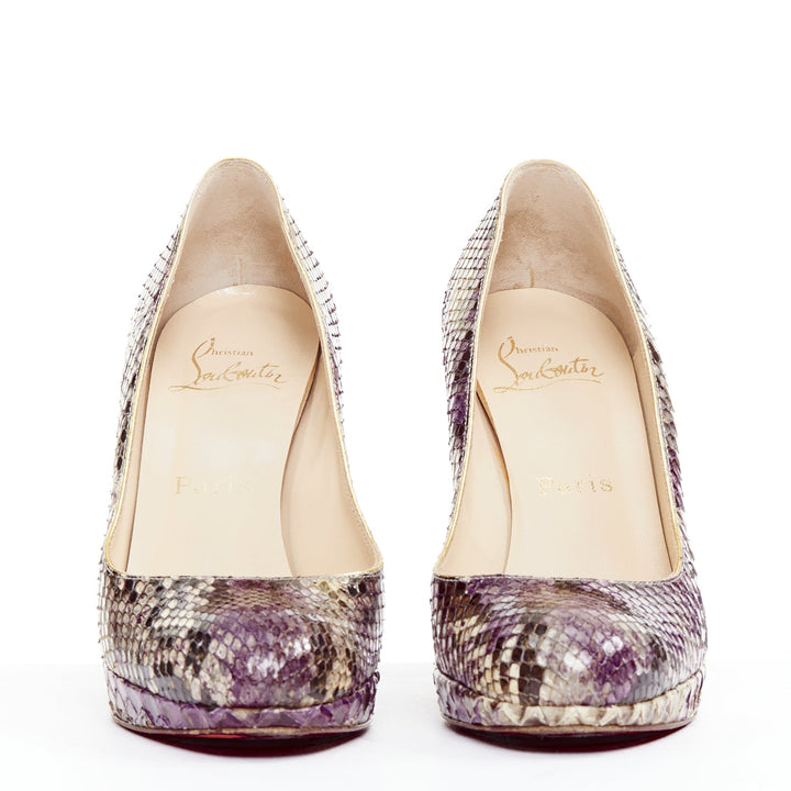 CHRISTIAN LOUBOUTIN New Simple Pump 120 Python purple platform heels EU37.5
