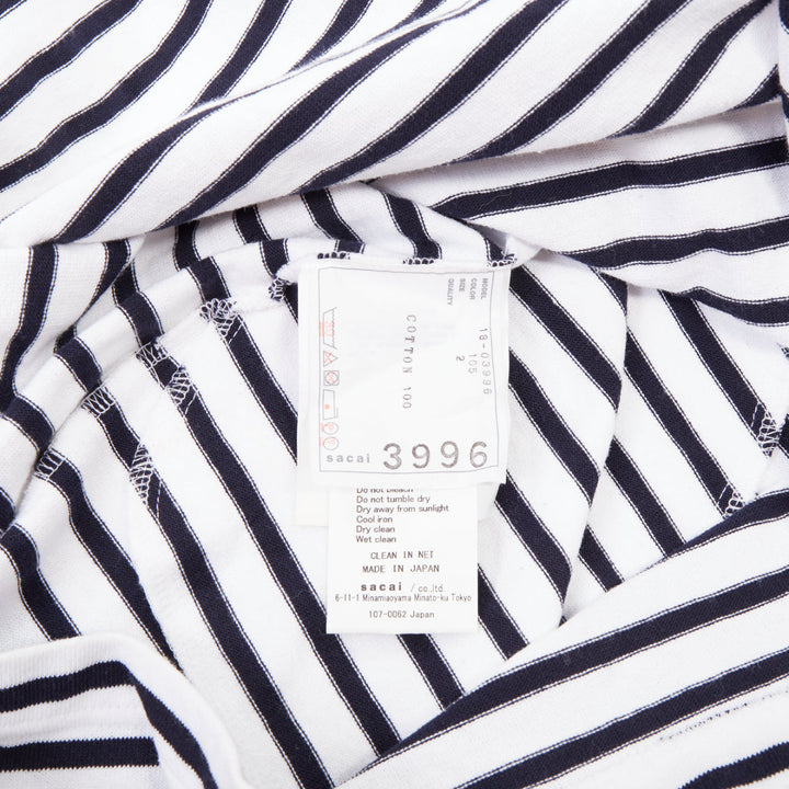 SACAI 2018 striped cut out back poplin panel asymmetric apparel dress JP2 M