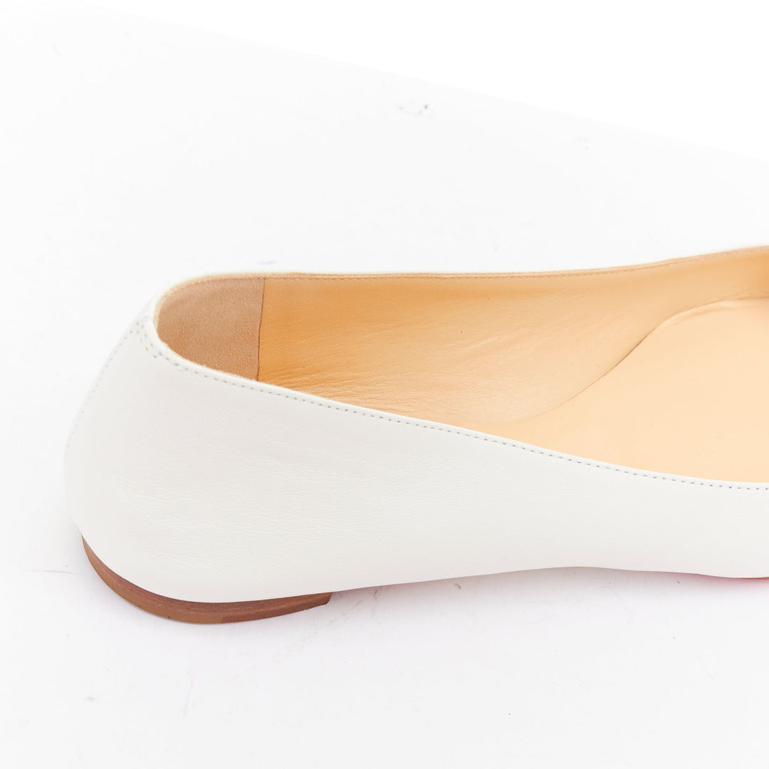 CHRISTIAN LOUBOUTIN Ballalla white leather point toe ballerina flats EU38