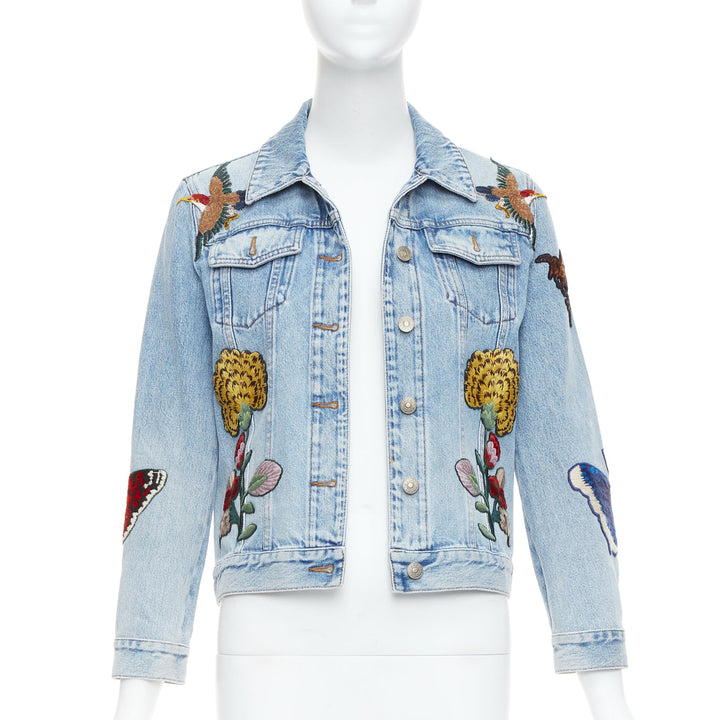 GUCCI L'Aveugle Par Amour blue embroidered denim patch denim jacket IT38 XS