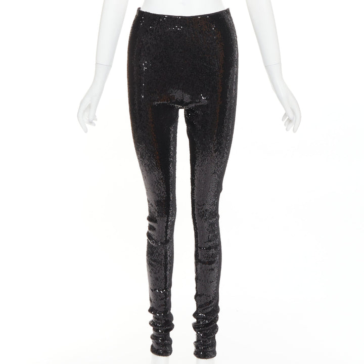 ALEXANDRE VAUTHIER black pailette sequins stretchy legging pants